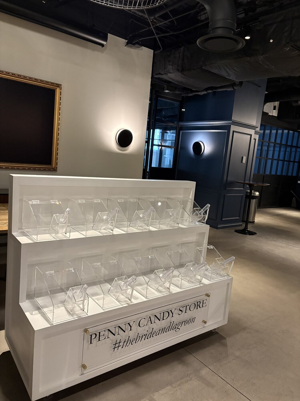 Custom penny candy cart with clear acrylic bins